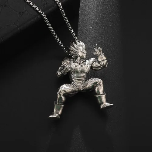 Vista 2 de Personalidad punk luchando pelo amarillo músculo anime personaje colgante collar para hombre motorista joyería