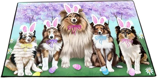 Vista 13 de Doggie of the Day Shetland Sheepdogs Floor Mat - Carnival Kissing Booth - Best Dog Doormat - Protector Decor - Unique Portrait Art - Premium Quality