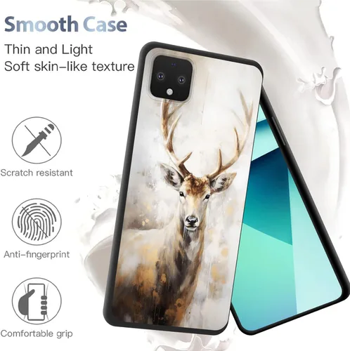 Vista 4 de Funda para Pixel 4 XL, funda de goma de silicona suave a prueba de golpes, funda protectora de cuerpo completo para Google Pixel 4 XL, ciervo