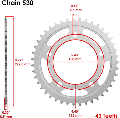 Vista 4 de Caltric Cadena de transmisión de junta tórica roja y piñones compatibles con Honda CBR900RR Fire Blade 1993 1994 1995 Rojo