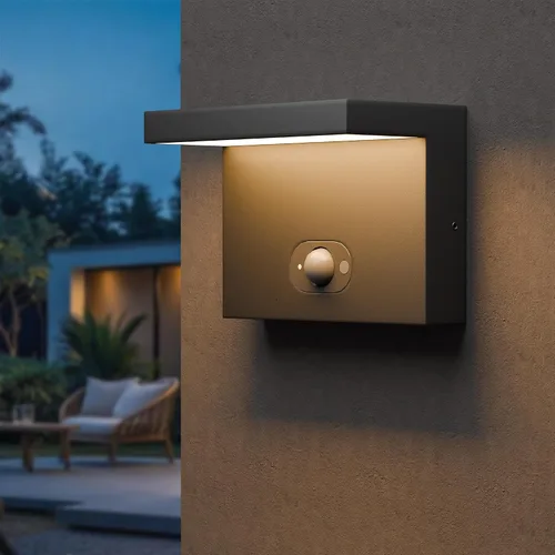 Vista 7 de Lustrlach Aplique de pared con sensor de movimiento para exteriores, luz LED para porche delantero, con cable IP54, impermeable, moderna