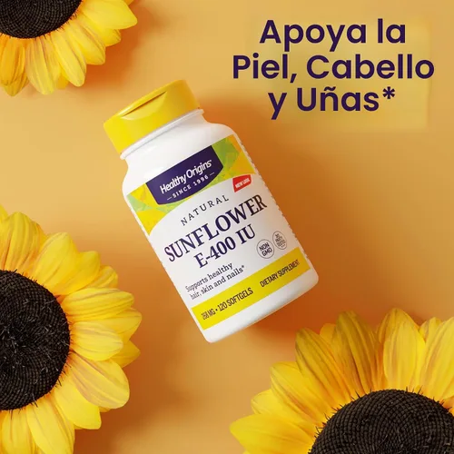 Vista 4 de Healthy Origins Vitamina E, 400 UI de girasol (Sun E 900) - Suplemento de vitamina E - Vitaminas para el cabello, la piel y las uñas - Suplemento