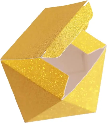 Vista 7 de Efavormart - 25 cajas de regalo de boda con purpurina dorada, forma geométrica de 3 x 4 pulgadas
