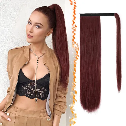 Vista 87 de BARSDAR Extensión de Cola de Caballo Corta y Recta - Extensiones de Cabello de Cola de Caballo con Cordón de 14 Pulgadas en Negro para Mujeres