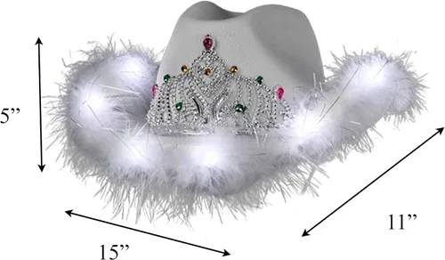 Vista 3 de blinkee Paquete de 12 sombreros de vaquero de lentejuelas rosas y tiara LED blanca para despedida de soltera para fiesta nupcial