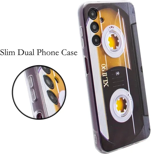 Vista 3 de Compatible con Samsung Galaxy A14, funda delgada de doble casete retro a prueba de golpes, suave, funda protectora para Samsung Galaxy A14