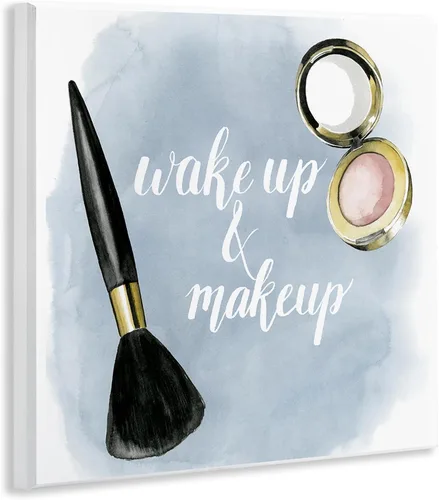 Vista 3 de Stupell Industries Grace Popp - Placa artística de pared con texto en inglés "Watercolor Wake Up & Make Up", 12 x 12 pulgadas, fácil de colgar
