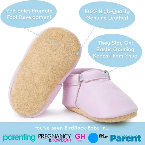 Vista 3 de BirdRock Baby - Mocasines sin bordes de piel auténtica, para niños y niñas, recién nacidos, bebés, infantes