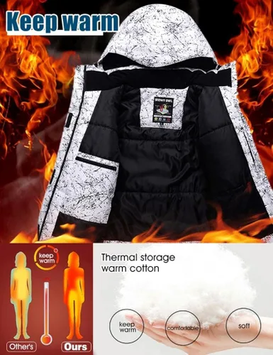Vista 3 de Chaqueta y pantalones de esquí con estampado colorido para mujer de moda, impermeable, resistente al viento, para snowboard