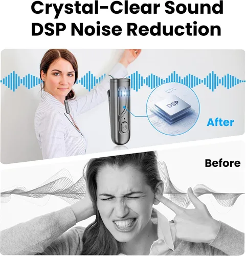 Vista 4 de Amplificador de voz Micrófono inalámbrico con Lavalier Bluetooth, micrófono portátil y altavoz para profesores, mini amplificador recargable, ideal