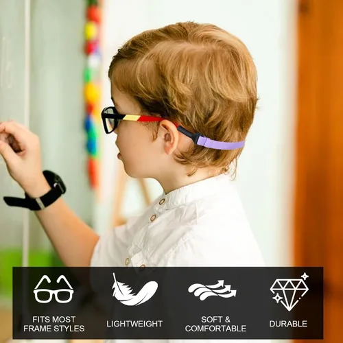 Vista 7 de 18 correas para lentes de sol para niños y niñas, ajustable, sin cola, soporte para lentes de sol de 6.69 a 13.38 pulgadas