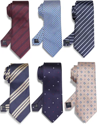 Vista 64 de WeiShang Lote de 6 corbatas clásicas de seda para hombre, corbatas tejidas jacquard