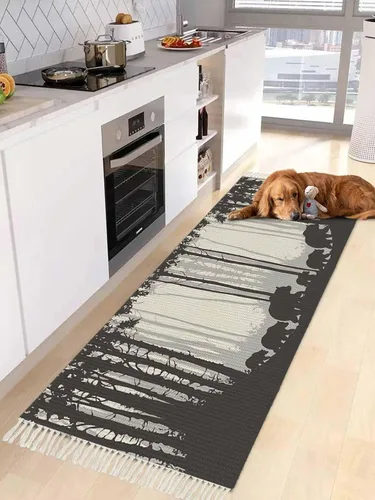 Vista 16 de Beige Gray Brown Entryway Rug 2X3 Ft Bathroom Mat, Washable Woven Abstract Ombre Art Throw Carpet with Tassel, Non-Shedding Vintage Minimalist