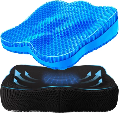 Vista 9 de Cojín de asiento más grueso para silla de oficina, gran cojín de asiento de gel para largas sesiones de sentado, soporte para alivio del dolor