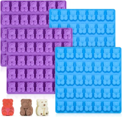 Vista 10 de Moldes de Gomitas de Oso de Silicona para Dulces – Moldes de Gomitas de Chocolate de Tamaño Mini con 2 Goteros de Silicona Antiadherente de Grado