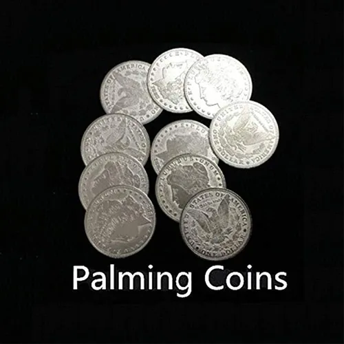 Vista 2 de Enjoyer Palming Coins(Morgan Version) Trucos de magia Moneda Magia Gimmick Mago Accesorios Accesorios de escenario, 10 unids/lote