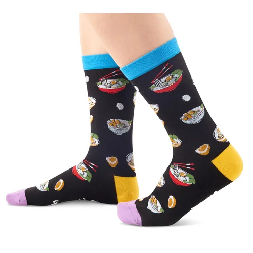 Vista 3 de HAPPYPOP Regalos divertidos para él, su mamá, papá, regalos de ramen, regalos de taco de hamburguesas, calcetines de tacos de hamburguesa de ramen