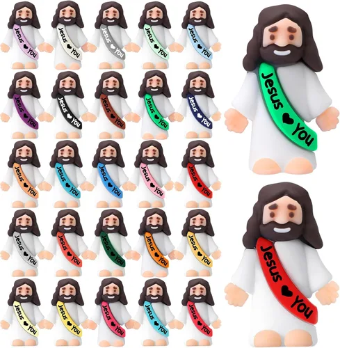 Vista 17 de Bememo 25 figuras de Jesús pequeñas figuras de Jesús, color blanco