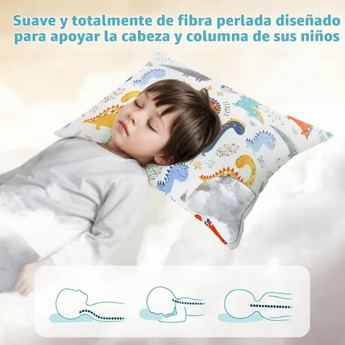 Vista 3 de Almohada orgánica con funda de almohada de dibujos animados - 16x22 Almohada para niños con funda de 100% algodón orgánico, almohada juvenil