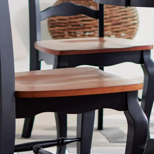 Vista 6 de Homestyles - Juego de 2 sillas de comedor de estilo francés campestre negro