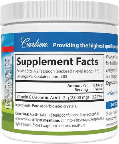 Vista 2 de Carlson Labs Cristales de vitamina C sin OMG, 6 onzas