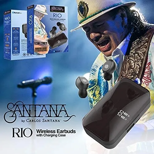 Vista 6 de SANTANA BY CARLOS SANTANA Auriculares inalámbricos Rio Bluetooth, reproducción de larga duración de 64 horas, espera de 100 horas, IPX5 impermeable
