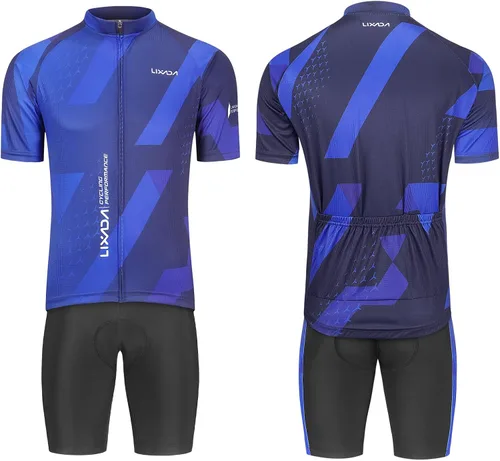Vista 27 de Lixada Camiseta de ciclismo para hombre de manga corta con pantalones cortos acolchados de secado rápido para verano, ropa corta para bicicleta