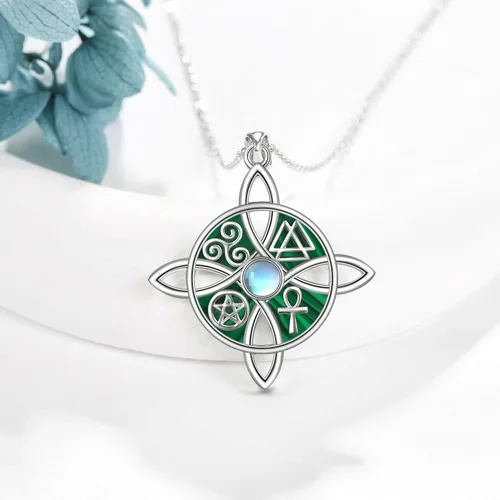 Vista 35 de YAFEINI Collar con dije de nudo de bruja de plata de ley, amuleto de bruja de cruz celta, regalo para mujer