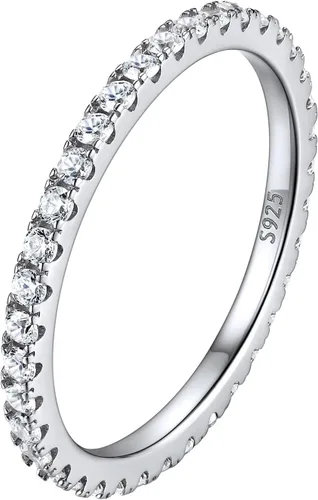 Vista 11 de ChicSilver Anillo personalizable de 0.08 pulgadas de plata de ley 925 con circonita cúbica, apilable, para compromiso o boda, para mujer, talla Oro