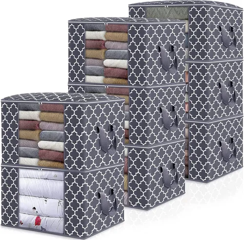 Vista 26 de ISELIFE Bolsas de Almacenamiento 100L Paquete de 2 Bolsas Grandes para Mantas y Ropa, Contenedores de Organización y Almacenamiento para Ropa