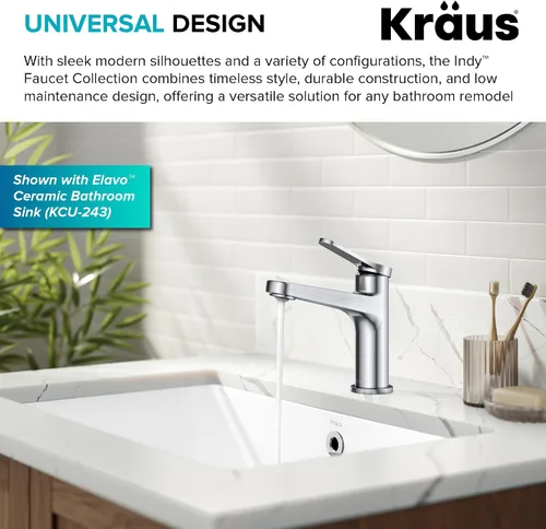 Vista 5 de KRAUS Indy Grifo de Lavabo de un Orificio de una Sola Manija en Cromo, KBF-1411CH
