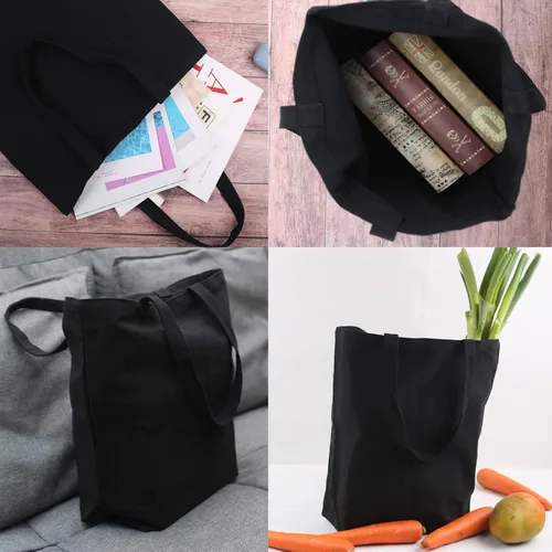 Vista 4 de Veyist 2 bolsas de lona grandes reutilizables, bolsas de lona multiusos en blanco, adecuadas para proyectos de bricolaje, comestibles, compras.