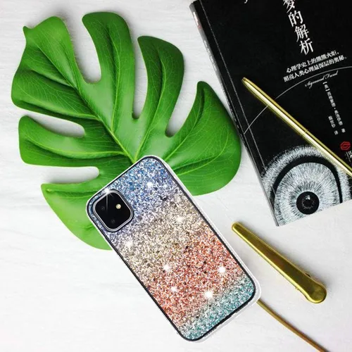 Vista 6 de Solomo Funda para iPhone 11 Pro, funda protectora gradual de arcoíris brillante de lujo con purpurina y parachoques de TPU suave para iPhone 11 Pro