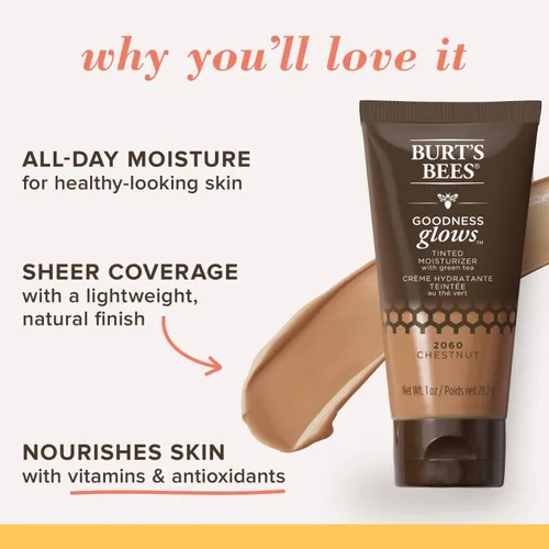 Vista 7 de Burts Bees Goodness Glows - Hidratante tintado, rico en antioxidantes, castaño, 1.0 onzas