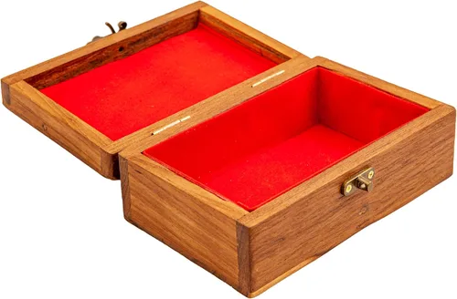 Vista 2 de IYARA CRAFT Caja hecha de teca real, utilizada para almacenar joyas o gemas, pendientes, anillos, collares adecuados para mujeres. O comprar como un