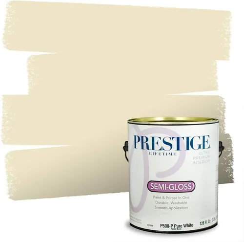 Vista 74 de PRESTIGE Pinturas de pintura exterior e imprimación en uno, 1 galón, plano, combinación comparable de Benjamin Moore* Manzanilla*
