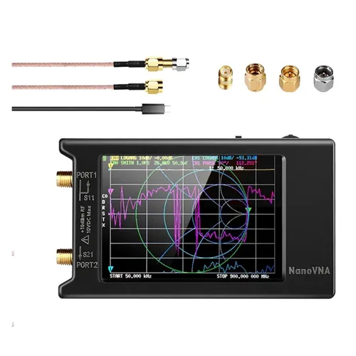 Vista 5 de Spectrum Analyzer, NanoVNA H4 Vector Network Analyzer for Antenna with 1 5GHz 4 Inch Touchscreen Shortwave Signal Testing Tool Hugen Version Black