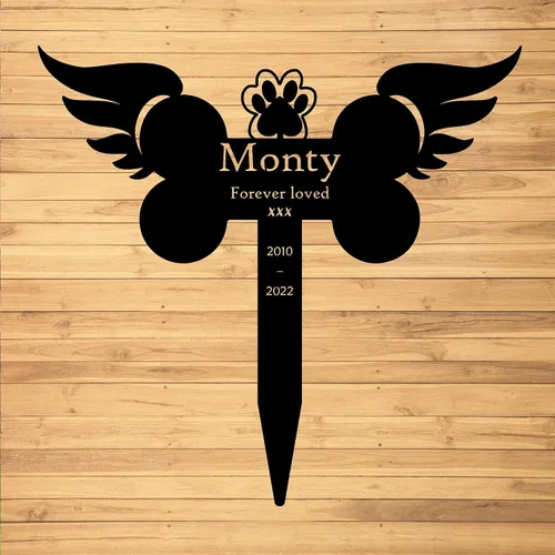 Vista 4 de Marcadores personalizados para tumbas de mascotas personalizados para perros o gatos, estaca conmemorativa de tumba, letrero conmemorativo