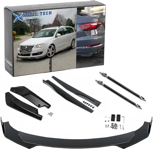 Vista 15 de X xotic tech Juego de carrocería para coche con alerón para parachoques delantero, divisor de falda lateral + alerón para parachoques trasero