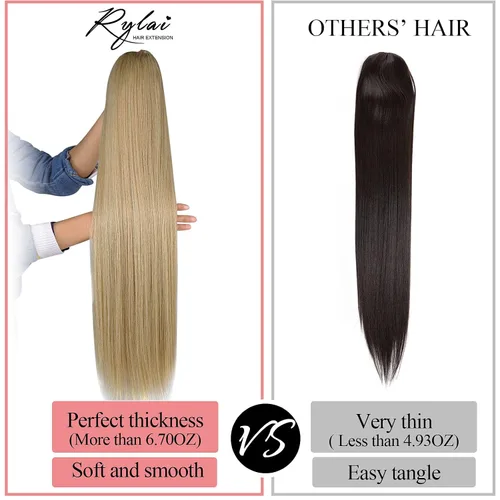 Vista 3 de Extensión de cola de caballo de 30 pulgadas de pelo largo lacio sintético, liso y suave, cola de caballo alta con clip de peine