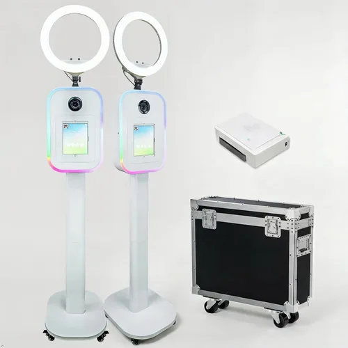 Vista 13 de Máquina portátil de cabina de fotos 2 en 1 - Compatible con iPad 10.2-13 y cámara DSLR, con funda de vuelo, control de aplicación RGB luz
