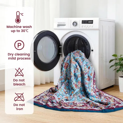 Vista 99 de MSGKV - Manta bohemia/primaveral de algodón para sofá y sala de estar, de gasa acogedora, de 50 x 60 pulgadas 50"x60" Cotton Throw, Woven Bird