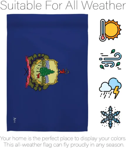 Vista 6 de Americana Home & Garden HS140546-BO-02 Vermont Americana States Juego de banderas verticales decorativas para la casa, 28.0 x 40.0 in con mástil