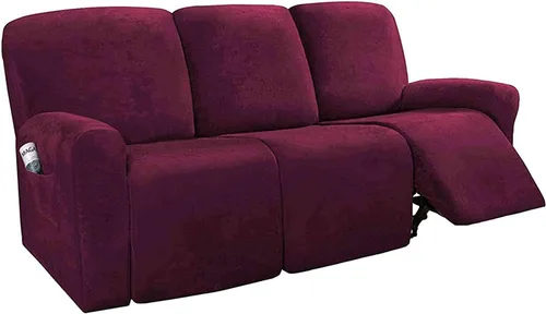 Vista 8 de Funda de terciopelo elástico para sofá reclinable de 1, 2 y 3 asientos, funda de sofá de color liso para mascotas, fundas para sofá de color liso