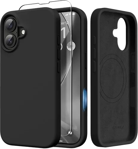 Vista 27 de GONEZ Funda magnética para iPhone 14, compatible con Magsafe, con protector de pantalla + protector de cámara, forro de microfibra antiarañazos