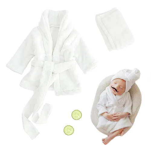 Vista 10 de M&G House Accesorios de fotografía para recién nacidos, trajes de baño, accesorios para sesión de fotos de bebé, bata de bebé niña, traje de foto