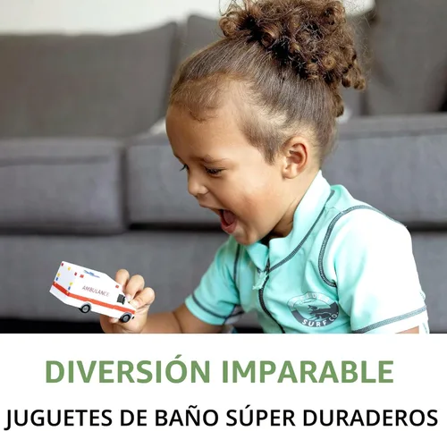Vista 6 de SplashEZ Juguetes de Baño para Coche Sin Moho para Niños Juguetes de Baño para Niños Pequeños Sin Agujero para Agua Conjunto de Vehículos