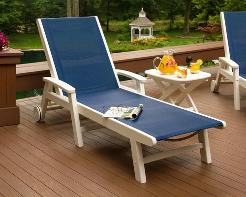 Vista 5 de POLYWOOD® Tumbona costera, negro/honda de arpillera Negro / eslinga de arpillera