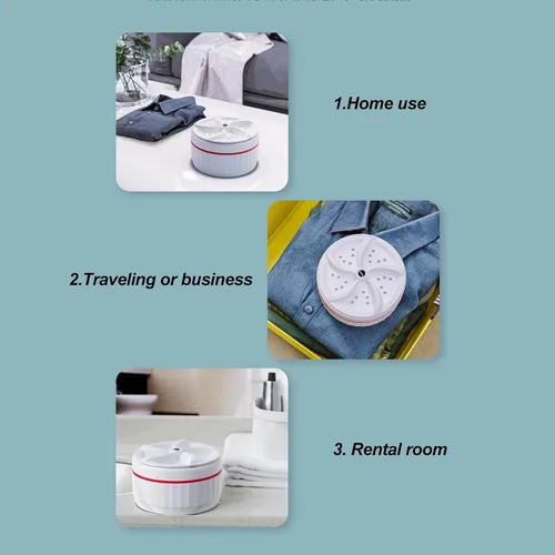 Vista 5 de TOPINCN Potente motor portátil Mini Turbo Lavadora para lavandería diaria, ropa pequeña para el hogar, pequeña lavadora de ultrasonido Turbo
