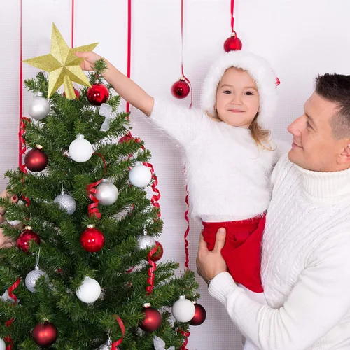 Vista 7 de FEPITO - Estrella de purpurina de 4.3 pulgadas, mini adorno para la punta del árbol de Navidad, pequeño adorno de árbol de Navidad inastillable